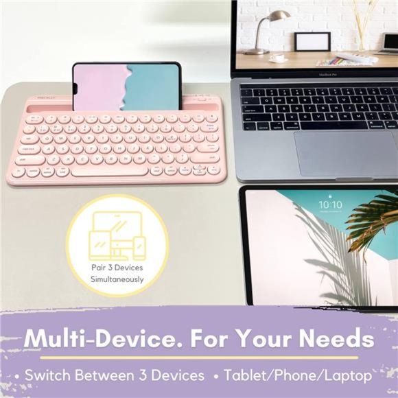 Small Bluetooth Keyboard for Tablet and Phone - Multi Device Wireless Keyboard - Picture 3 of 6